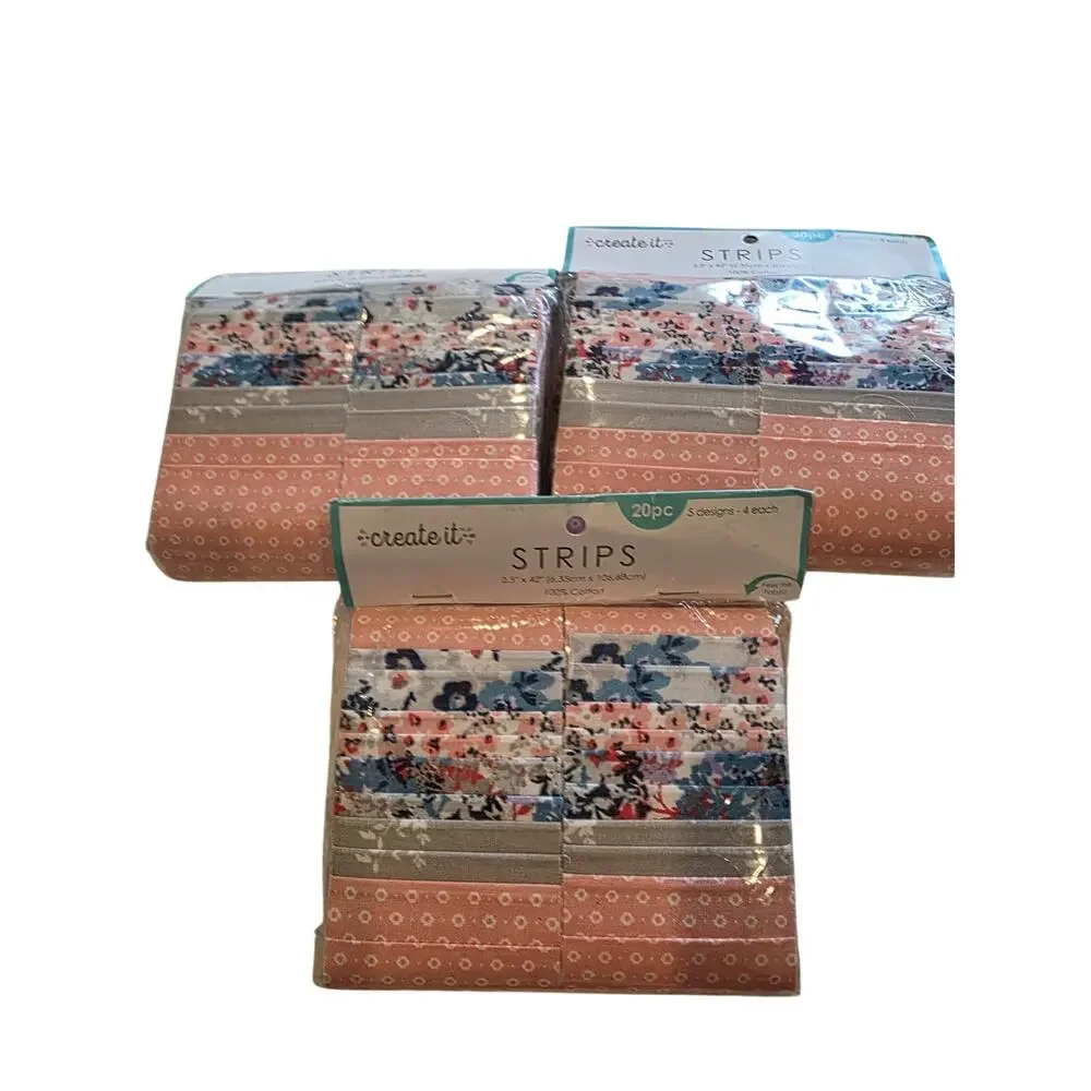 Create It Ditsy Floral Fabric Strips Lot of 3 Packs 100% Cotton Jelly Roll Quilt